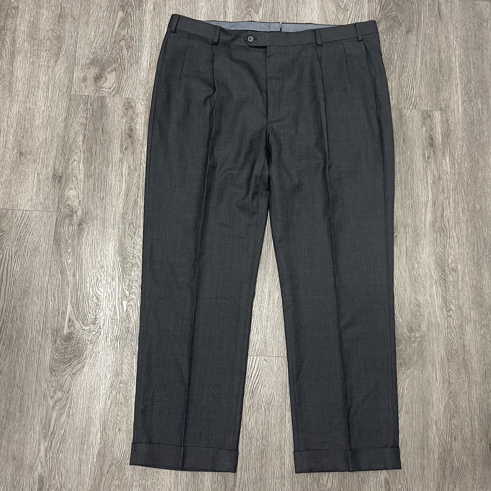 J Hilburn Pants Mens 40x30 Gray Wool Dress Slacks Vitale Barberis Canonico Work